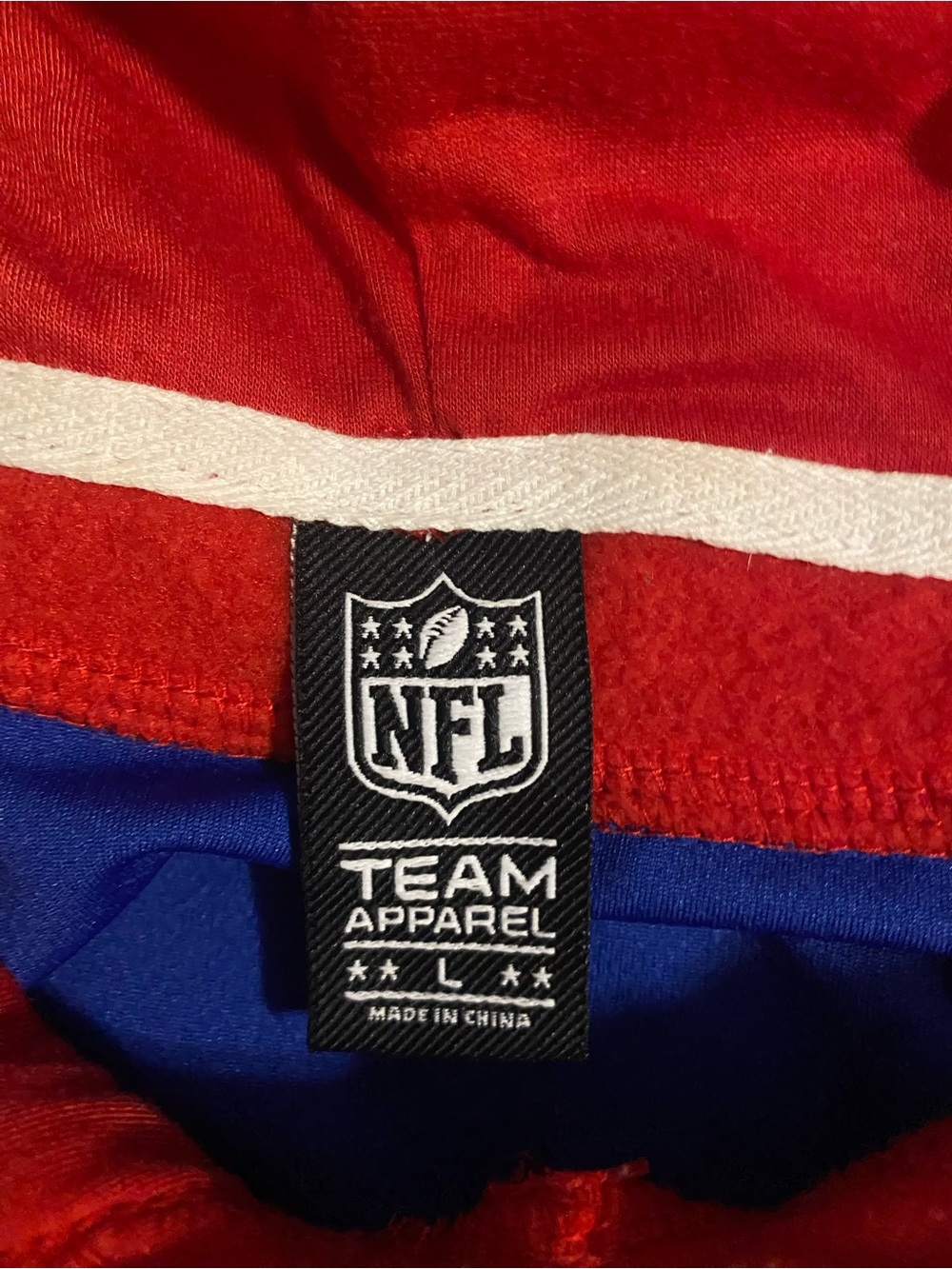NFL Bills Blue and Red Crewneck Hooded Sweater - Picture 6 of 8